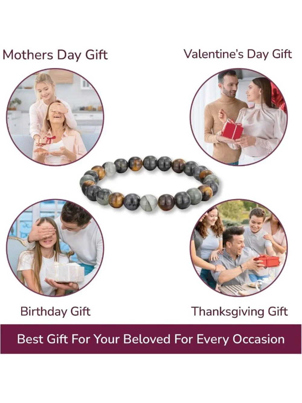 Healing Crystal Bracelet | Natural Gemstone Beads | Adjustable Energy Bracelet